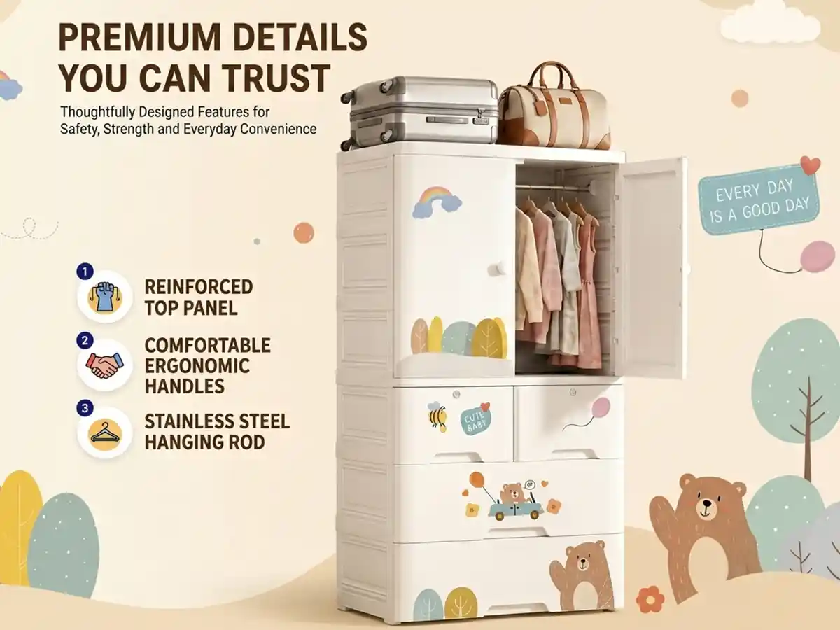 StarAndDaisy Kids Wardrobe for Children with Spacious Storage and Multi-Shelf Organizer
