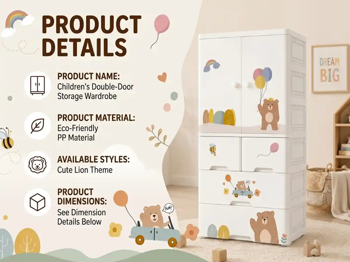 StarAndDaisy Kids Wardrobe for Children with Spacious Storage and Multi-Shelf Organizer