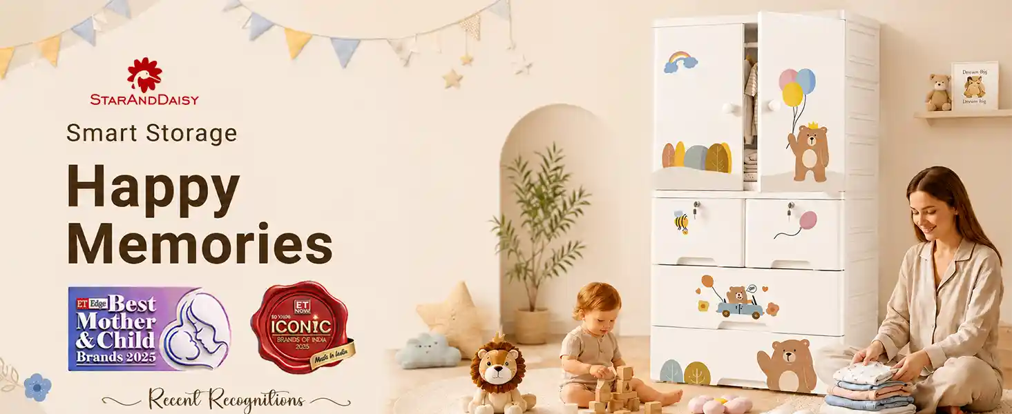 StarAndDaisy Kids Wardrobe for Children with Spacious Storage and Multi-Shelf Organizer