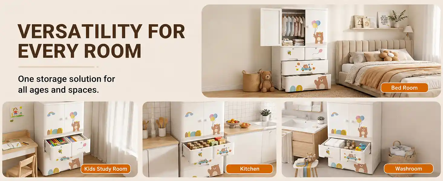StarAndDaisy Kids Wardrobe for Children with Spacious Storage and Multi-Shelf Organizer