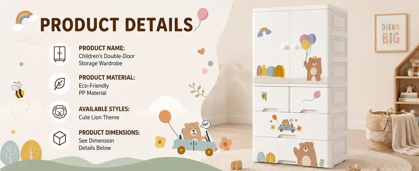 StarAndDaisy Kids Wardrobe for Children with Spacious Storage and Multi-Shelf Organizer