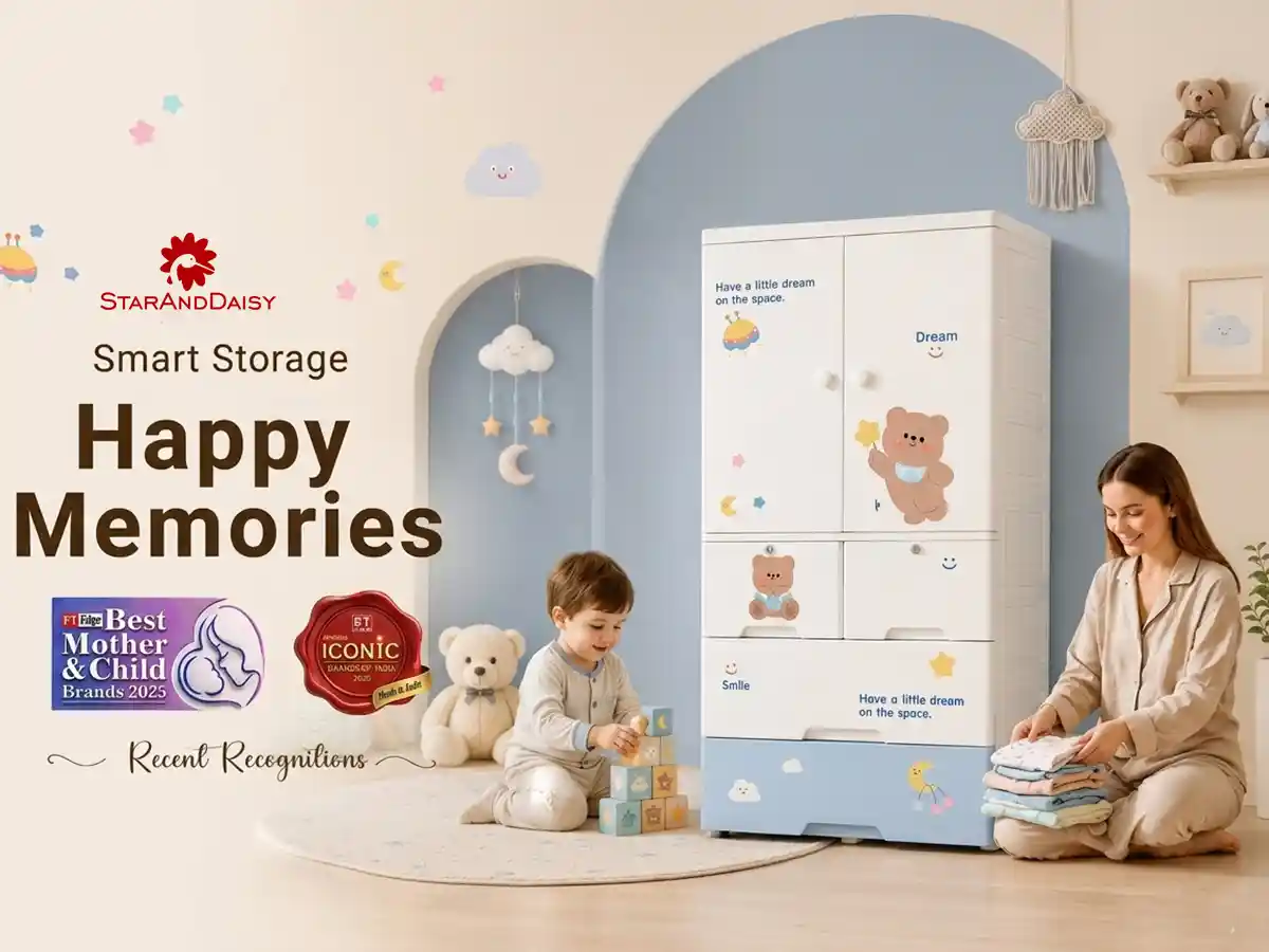 StarAndDaisy Kids Wardrobe for Children with Spacious Storage and Multi-Shelf Organizer