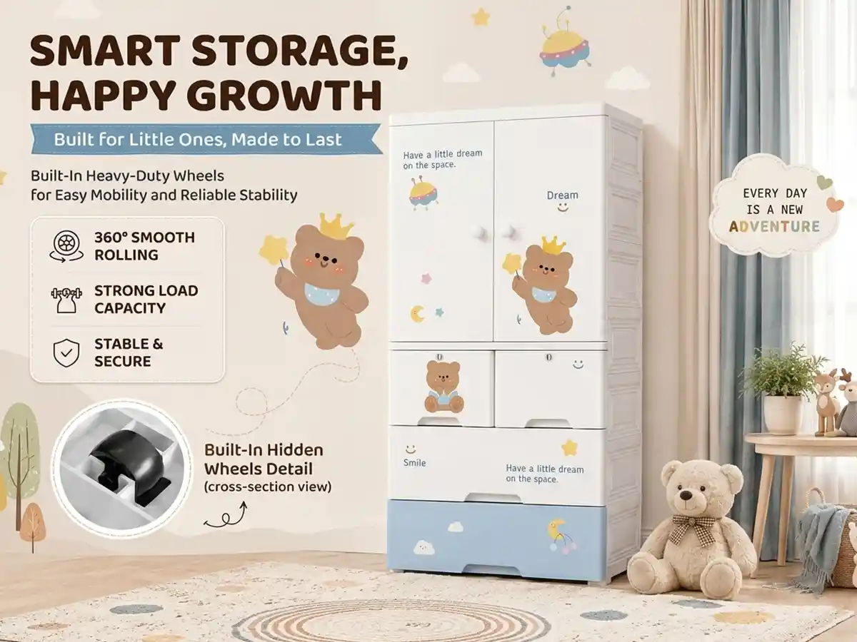 StarAndDaisy Kids Wardrobe for Children with Spacious Storage and Multi-Shelf Organizer