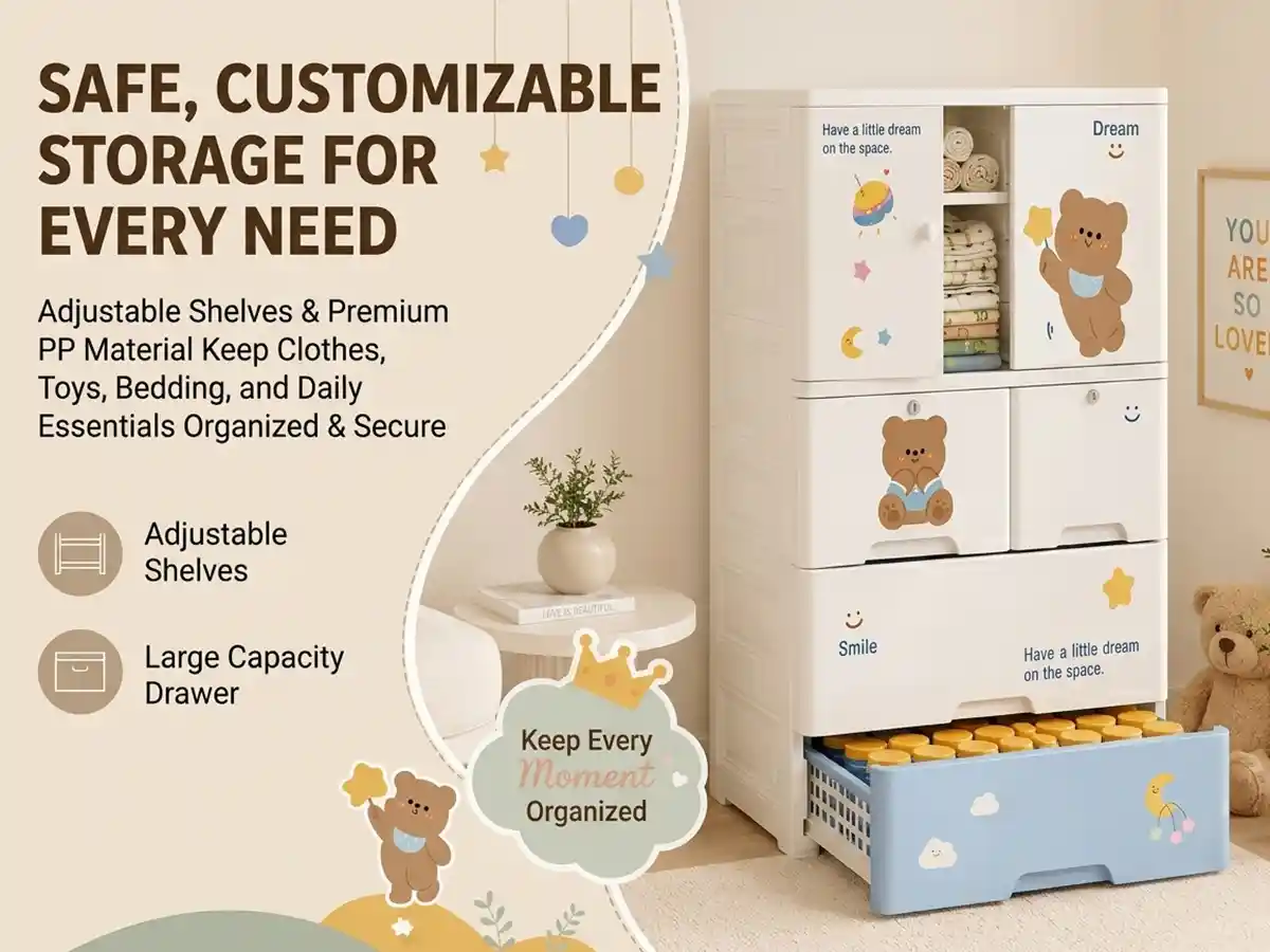 StarAndDaisy Kids Wardrobe for Children with Spacious Storage and Multi-Shelf Organizer