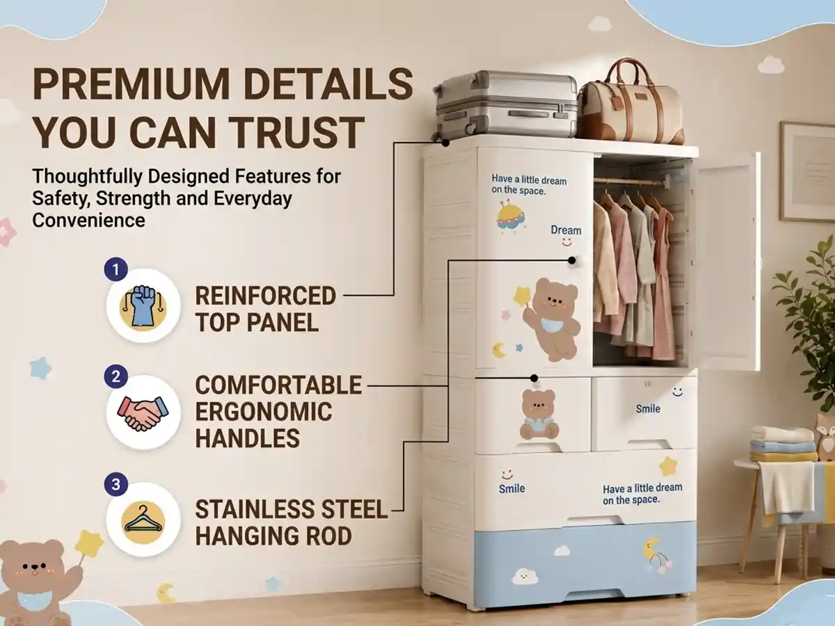 StarAndDaisy Kids Wardrobe for Children with Spacious Storage and Multi-Shelf Organizer