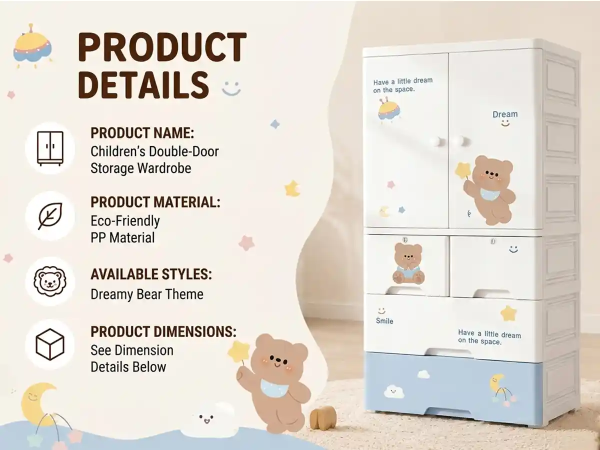 StarAndDaisy Kids Wardrobe for Children with Spacious Storage and Multi-Shelf Organizer