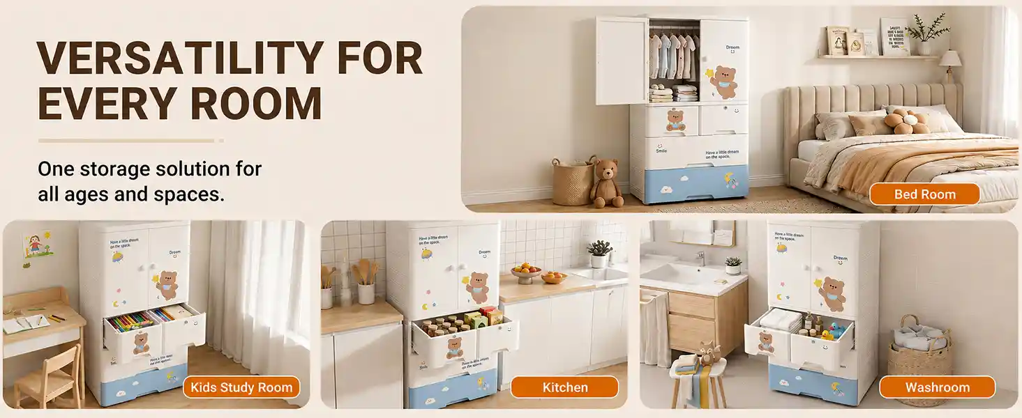 StarAndDaisy Kids Wardrobe for Children with Spacious Storage and Multi-Shelf Organizer