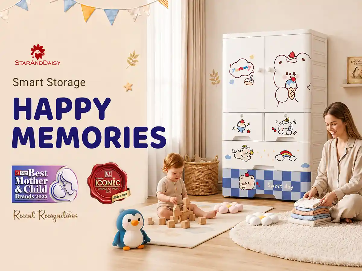 StarAndDaisy Kids Wardrobe for Children with Spacious Storage and Multi-Shelf Organizer
