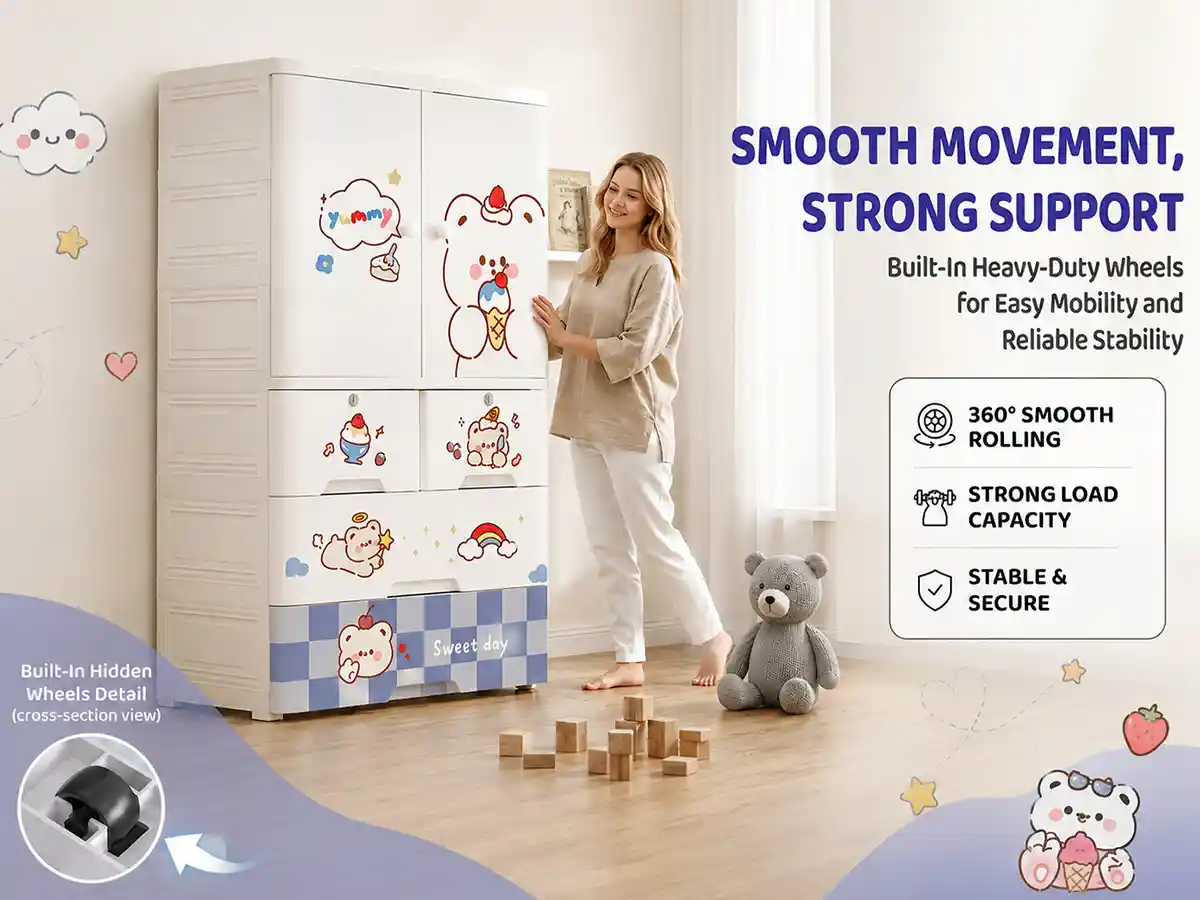 StarAndDaisy Kids Wardrobe for Children with Spacious Storage and Multi-Shelf Organizer