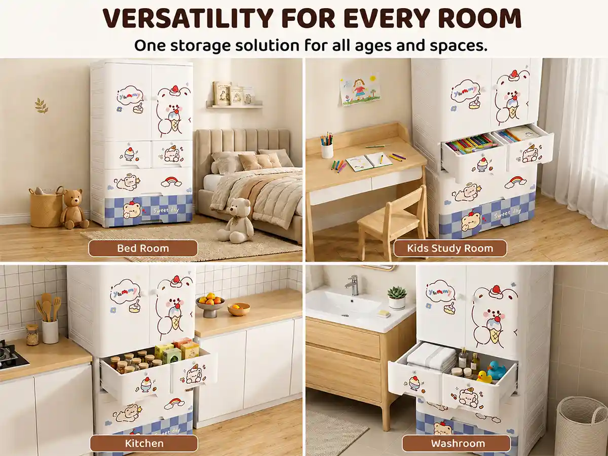 StarAndDaisy Kids Wardrobe for Children with Spacious Storage and Multi-Shelf Organizer