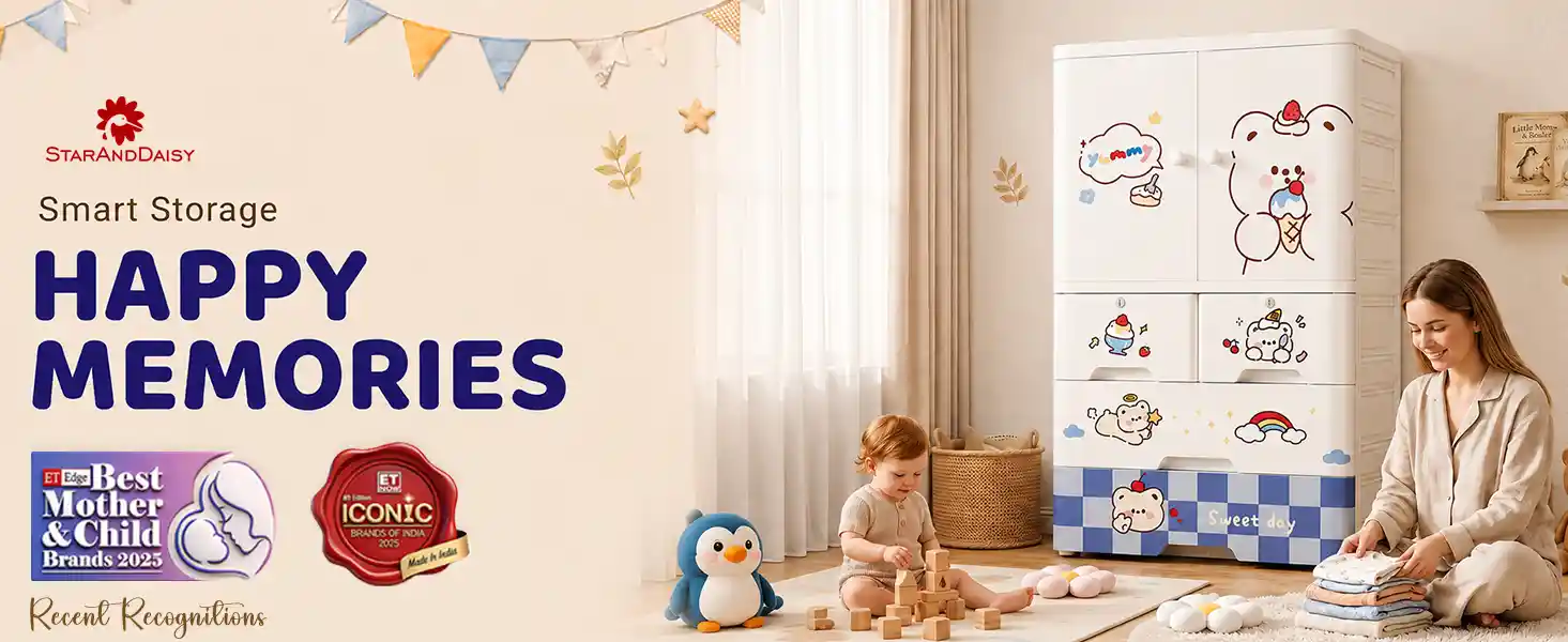 StarAndDaisy Kids Wardrobe for Children with Spacious Storage and Multi-Shelf Organizer