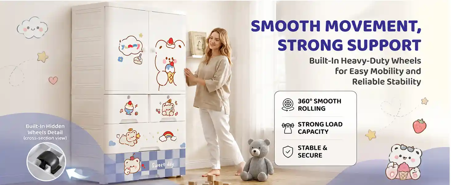 StarAndDaisy Kids Wardrobe for Children with Spacious Storage and Multi-Shelf Organizer