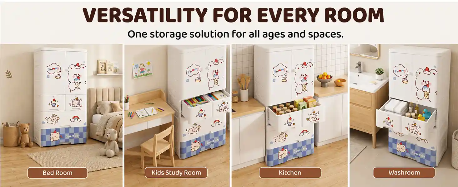 StarAndDaisy Kids Wardrobe for Children with Spacious Storage and Multi-Shelf Organizer