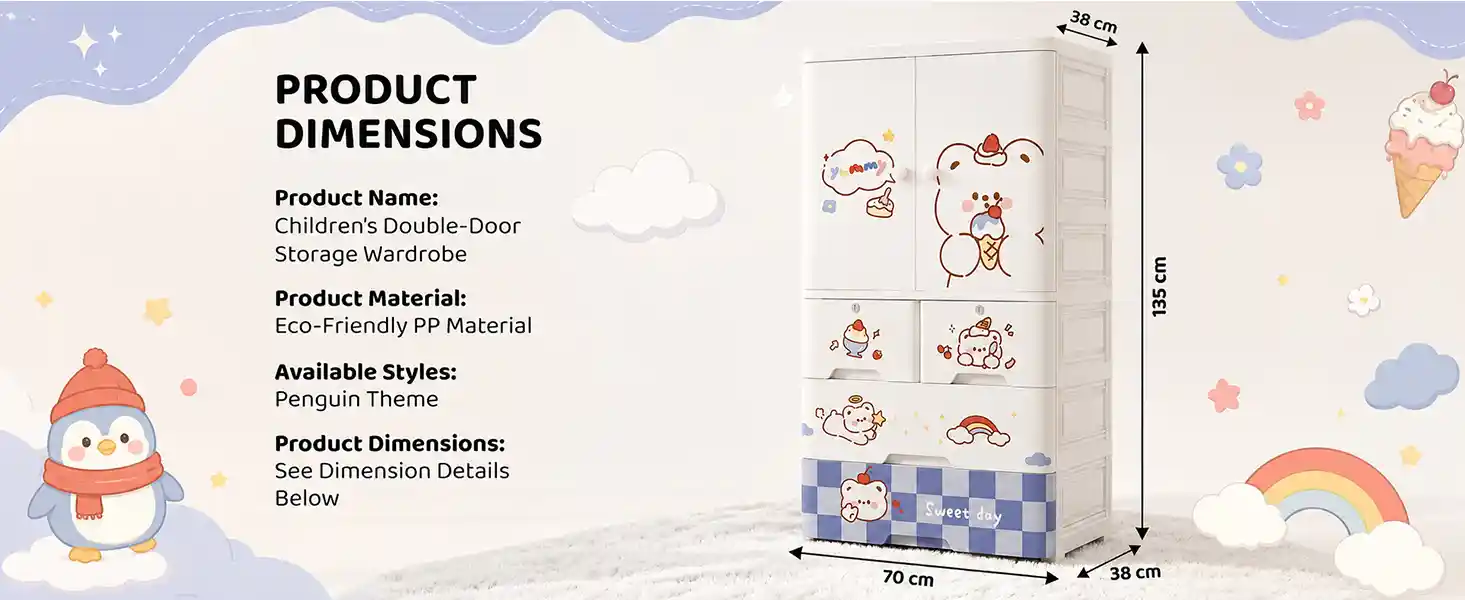 StarAndDaisy Kids Wardrobe for Children with Spacious Storage and Multi-Shelf Organizer