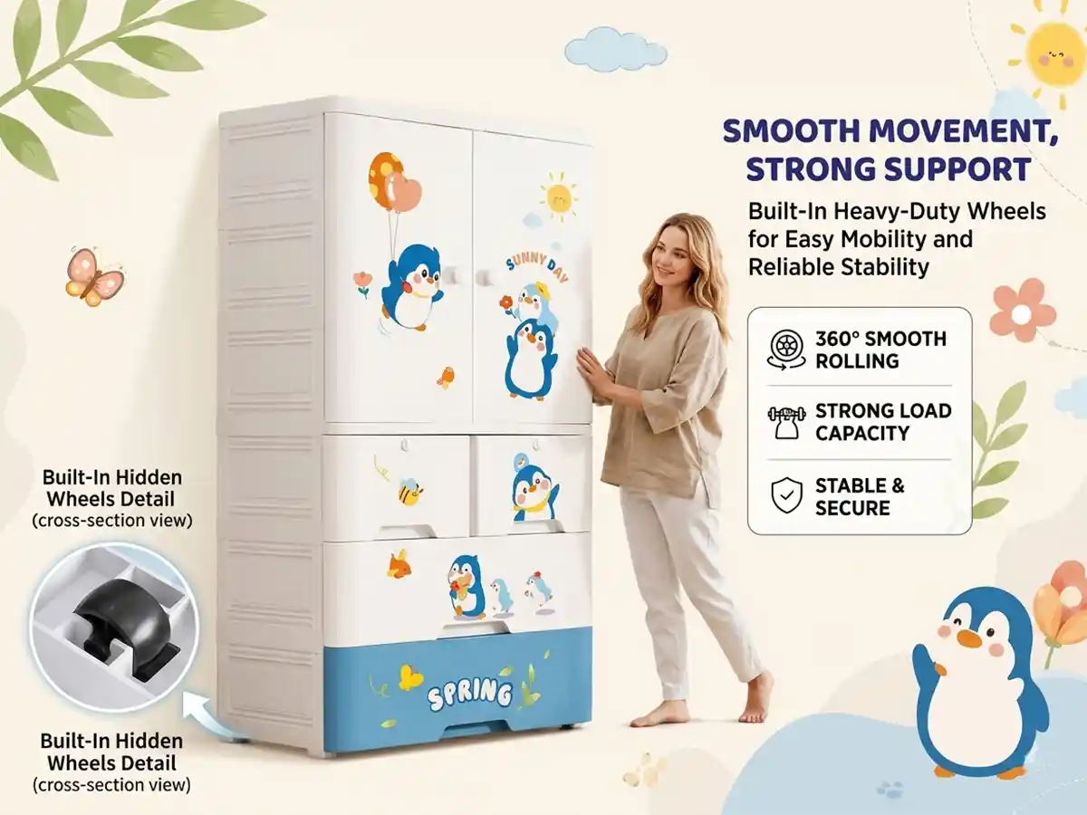 StarAndDaisy Kids Wardrobe for Children with Spacious Storage and Multi-Shelf Organizer