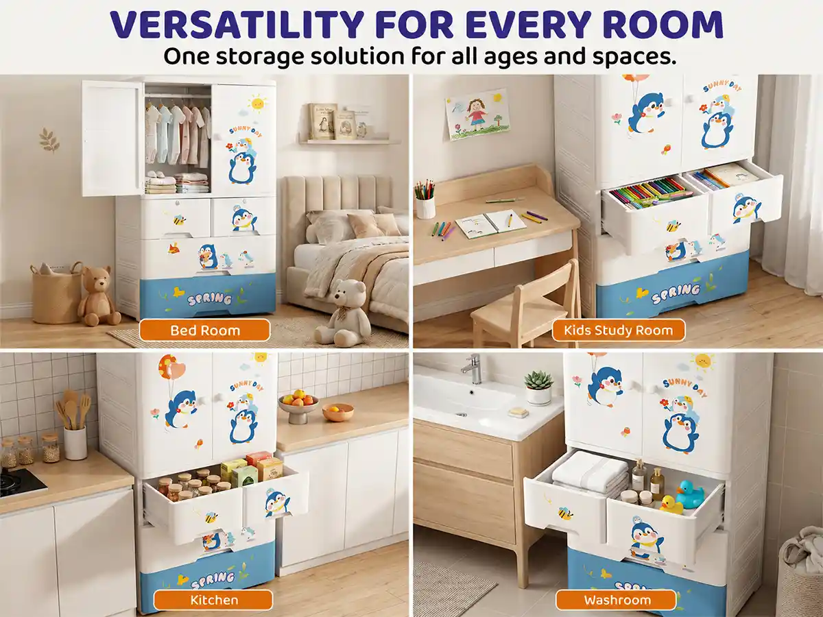 StarAndDaisy Kids Wardrobe for Children with Spacious Storage and Multi-Shelf OrganizerStarAndDaisy Kids Wardrobe for Children with Spacious Storage and Multi-Shelf Organizer