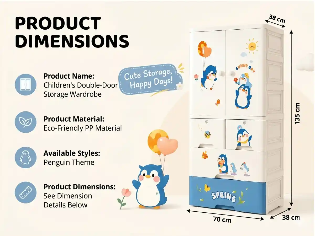 StarAndDaisy Kids Wardrobe for Children with Spacious Storage and Multi-Shelf Organizer