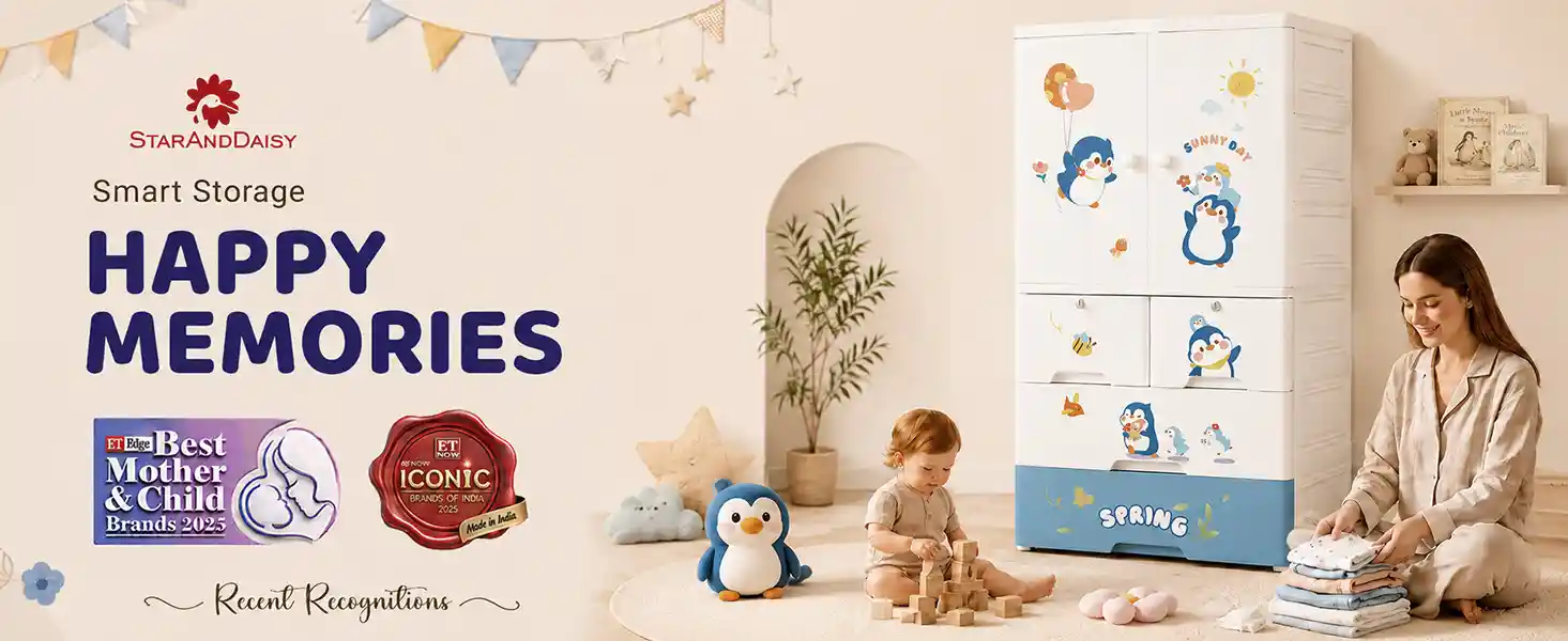 StarAndDaisy Kids Wardrobe for Children with Spacious Storage and Multi-Shelf Organizer