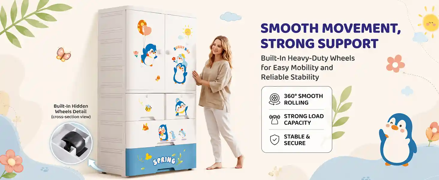 StarAndDaisy Kids Wardrobe for Children with Spacious Storage and Multi-Shelf Organizer