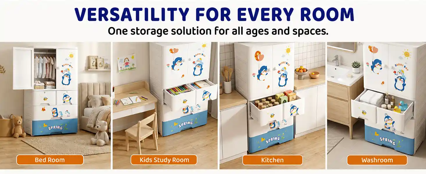 StarAndDaisy Kids Wardrobe for Children with Spacious Storage and Multi-Shelf OrganizerStarAndDaisy Kids Wardrobe for Children with Spacious Storage and Multi-Shelf Organizer