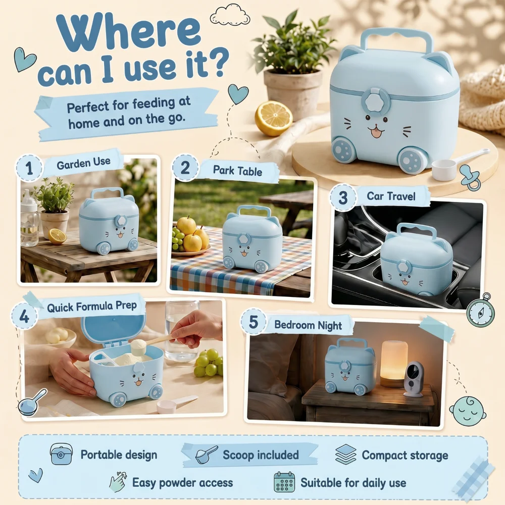 kitty milk powder container - blue