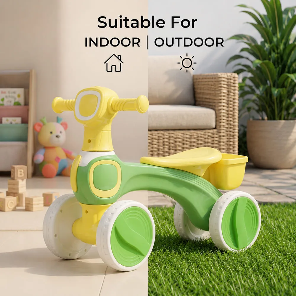 suitable for indoor and outdoor 4-Wheel Baby Ride-On with LED Headlight green