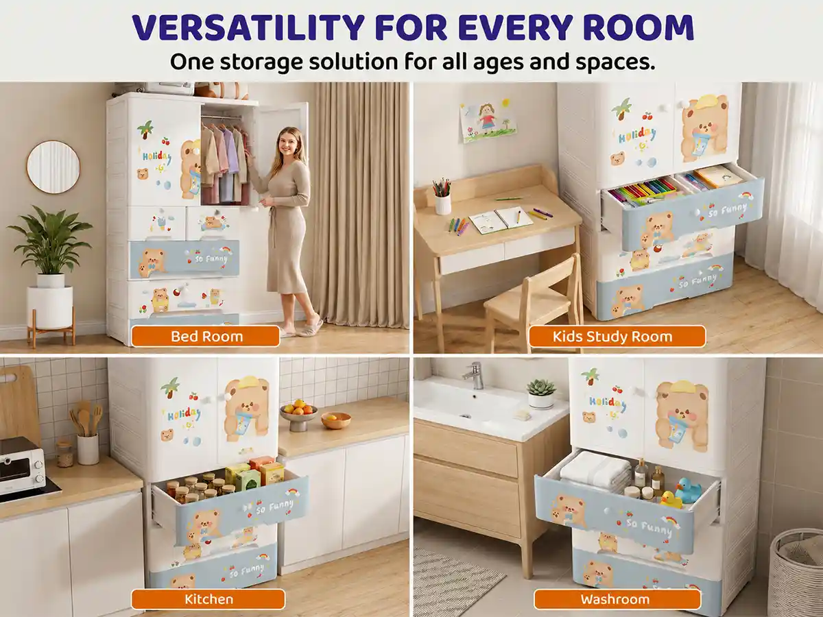 StarAndDaisy Kids Wardrobe for Children with Spacious Storage and Multi-Shelf Organizer