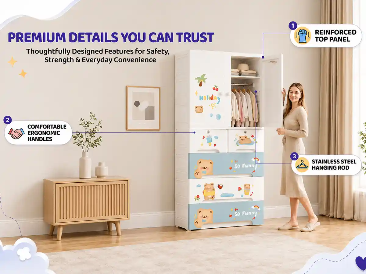 StarAndDaisy Kids Wardrobe for Children with Spacious Storage and Multi-Shelf Organizer