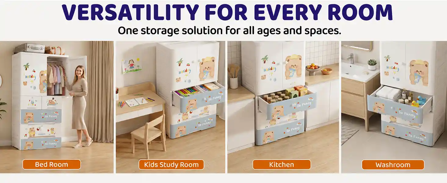 StarAndDaisy Kids Wardrobe for Children with Spacious Storage and Multi-Shelf Organizer