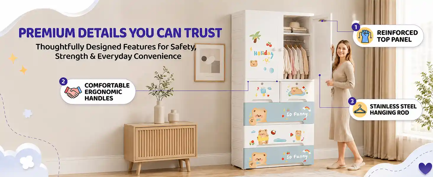 StarAndDaisy Kids Wardrobe for Children with Spacious Storage and Multi-Shelf Organizer