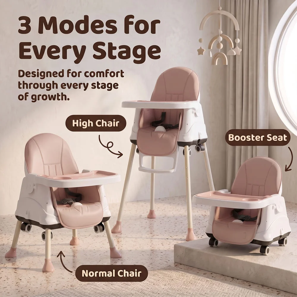 3 In 1 High chair Pink