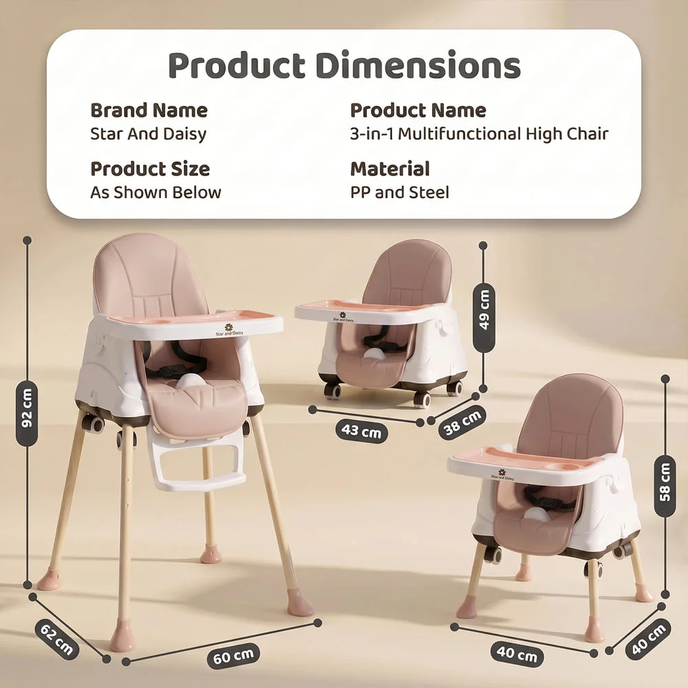 3 In 1 High chair Pink