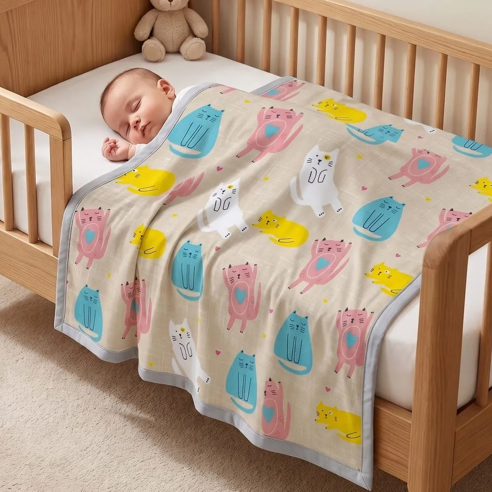 Cotton Dohar Cat print
