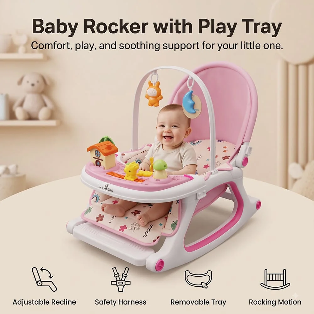 Dreamy baby rocking chair pink2