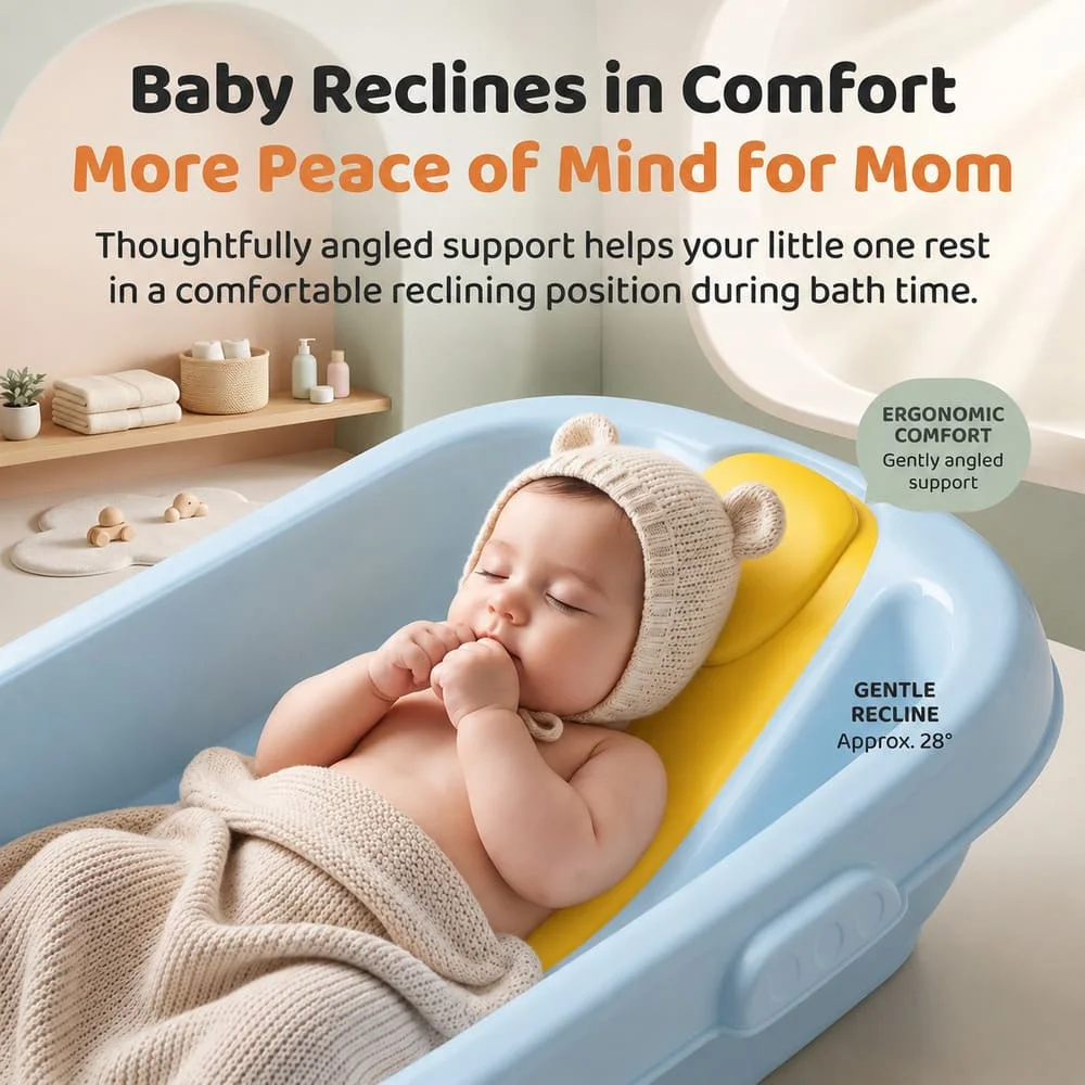 Premium Baby Bathtub With Bath Support yellow green 3
