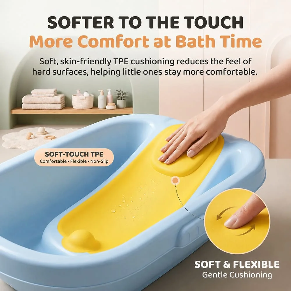 Premium Baby Bathtub With Bath Support yellow green 4
