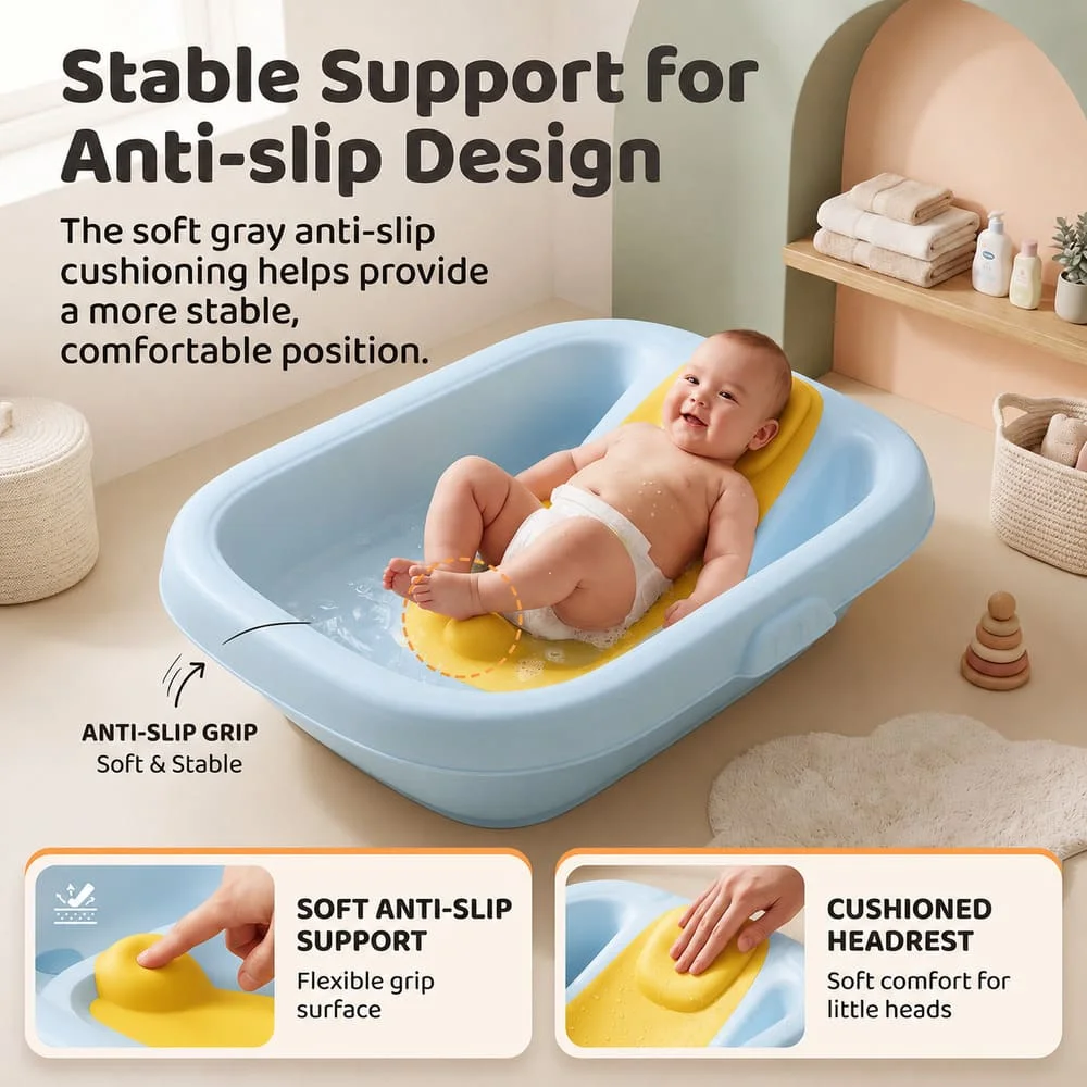 Premium Baby Bathtub With Bath Support yellow green 5