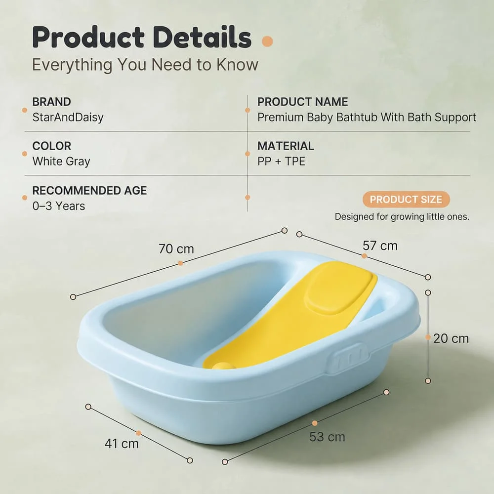 Premium Baby Bathtub With Bath Support yellow green 9