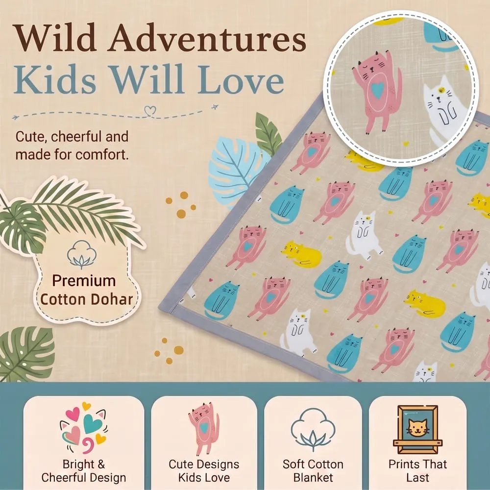 adventure Cotton Dohar Cat print