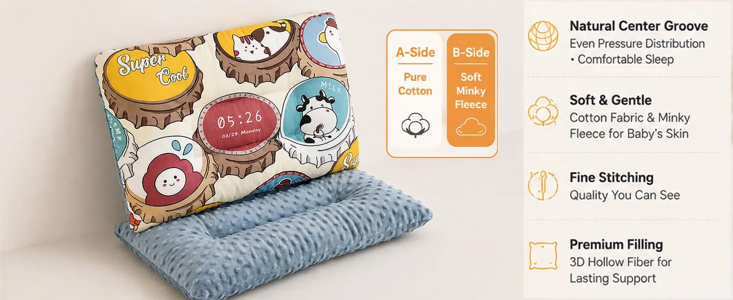 Baby Pillow Double-Sided Washable, Comfortable And Soft