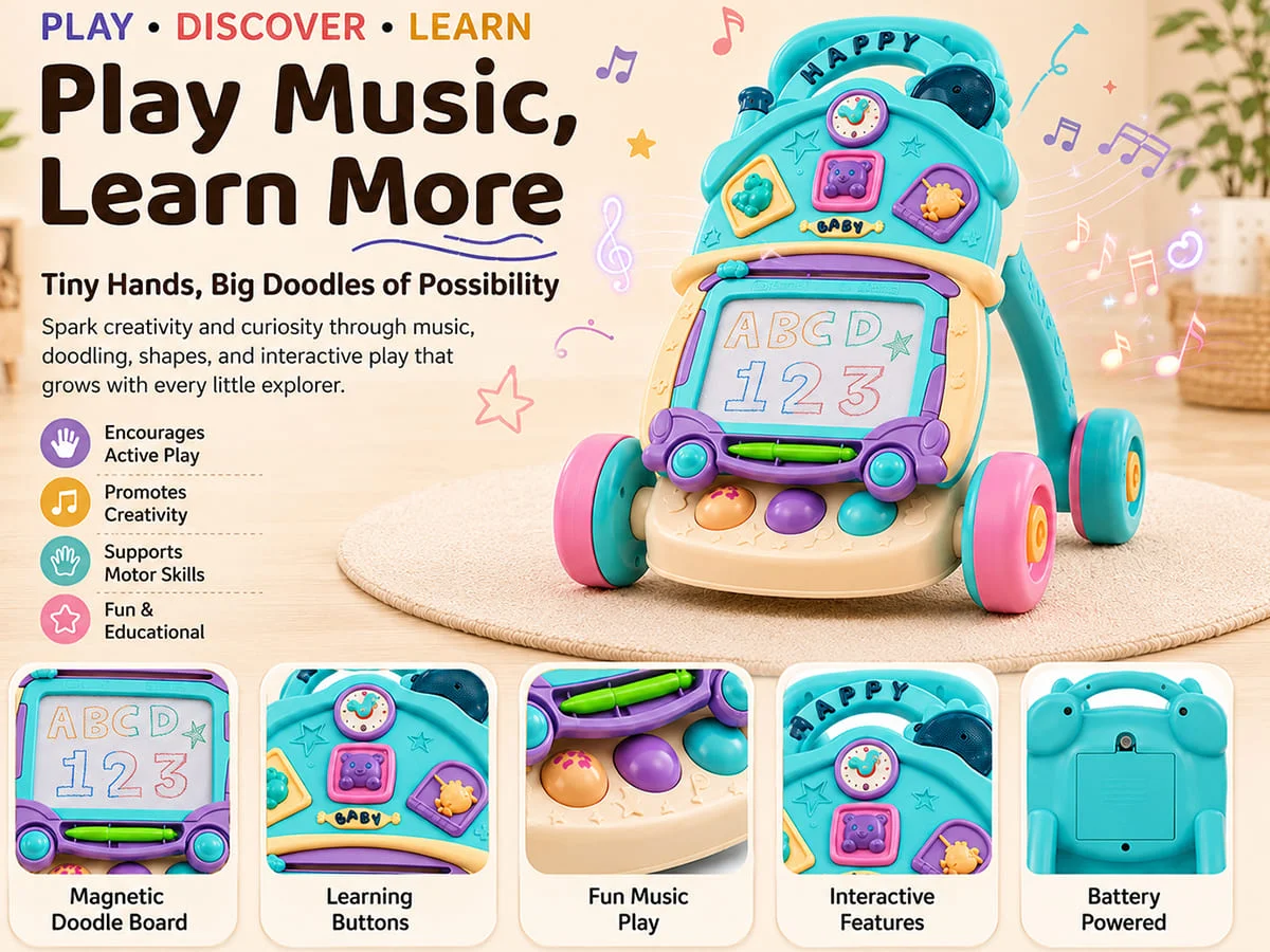 Push Walker for Baby with Doodle