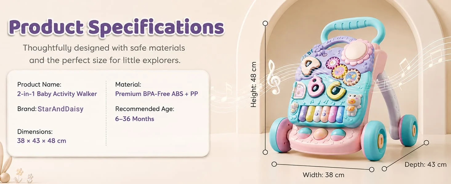 Baby Push Walker with Piano