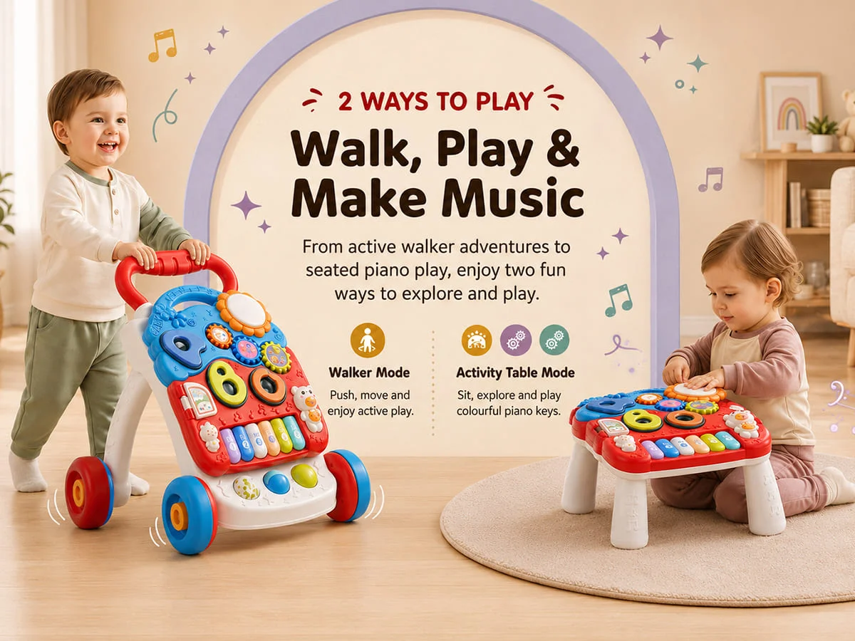 2-in-1 Baby Walker with Piano