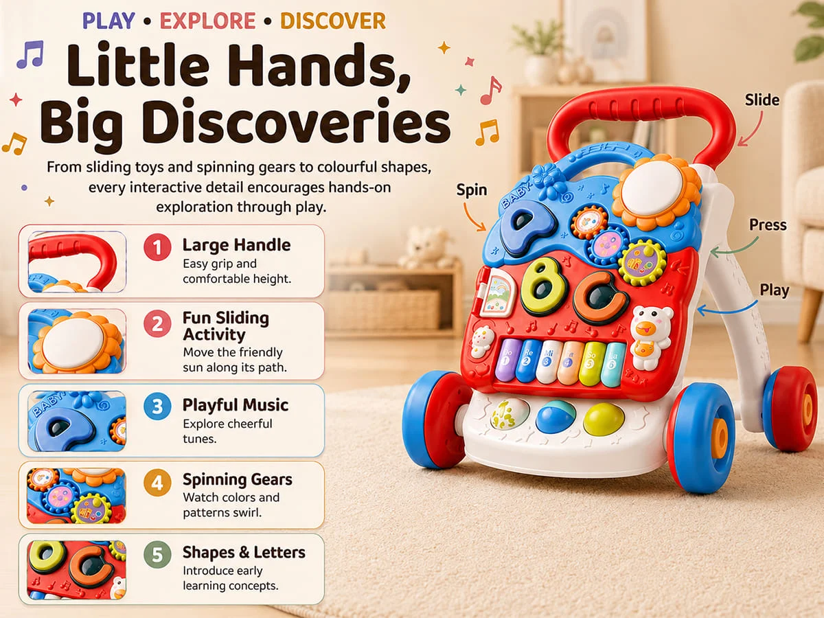 2-in-1 Baby Walker with Piano