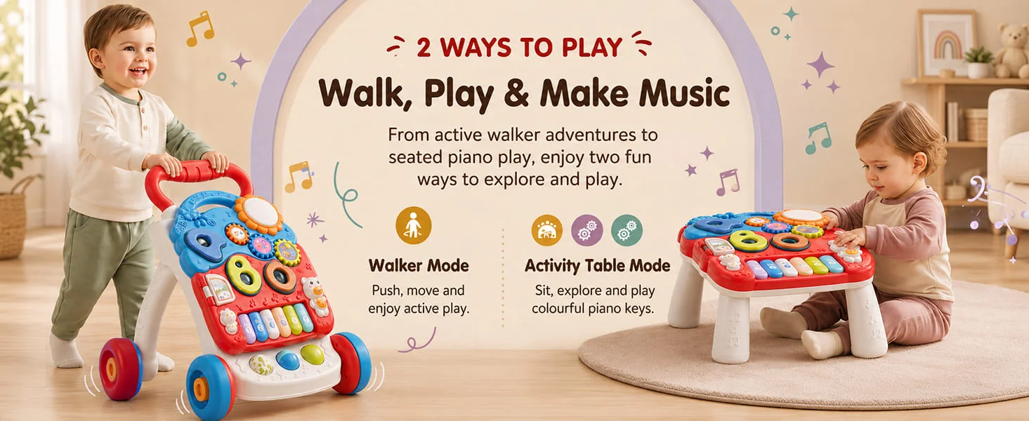 2-in-1 Baby Walker with Piano