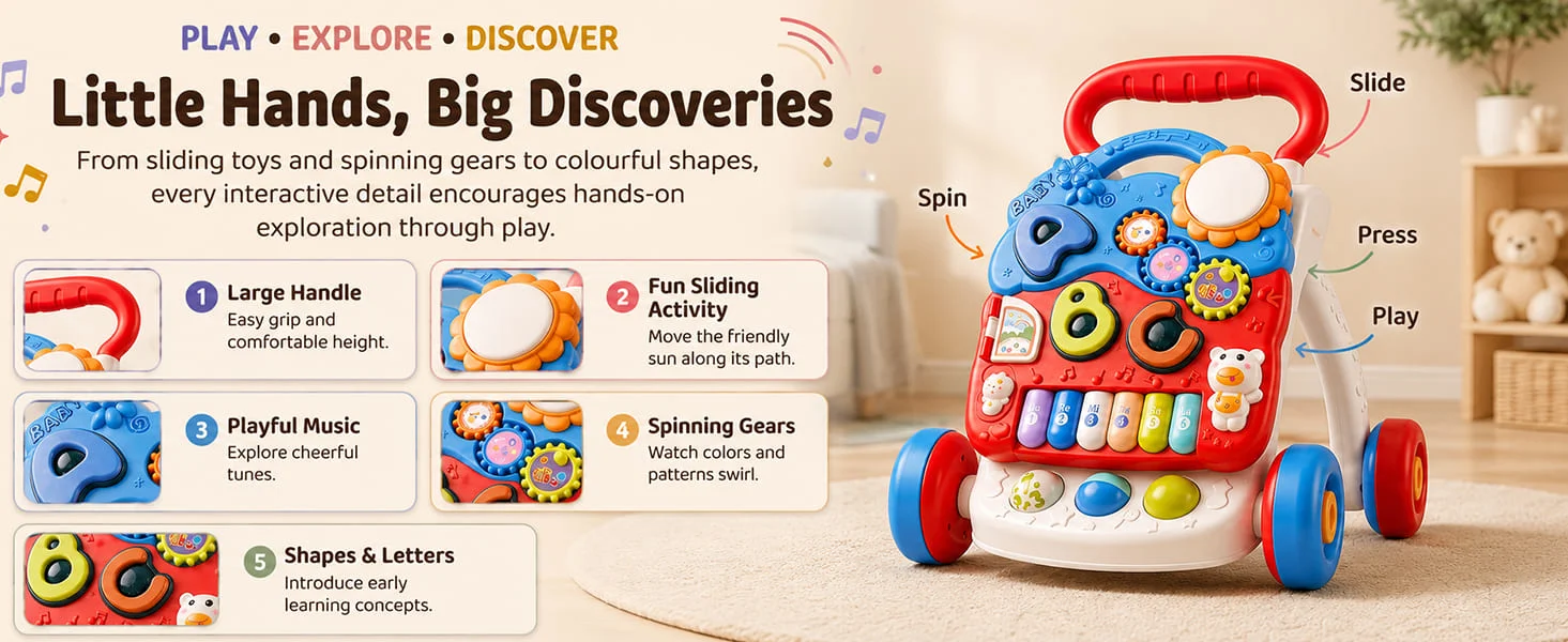 2-in-1 Baby Walker with Piano