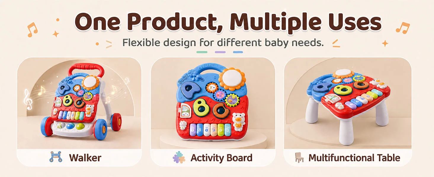 2-in-1 Baby Walker with Piano