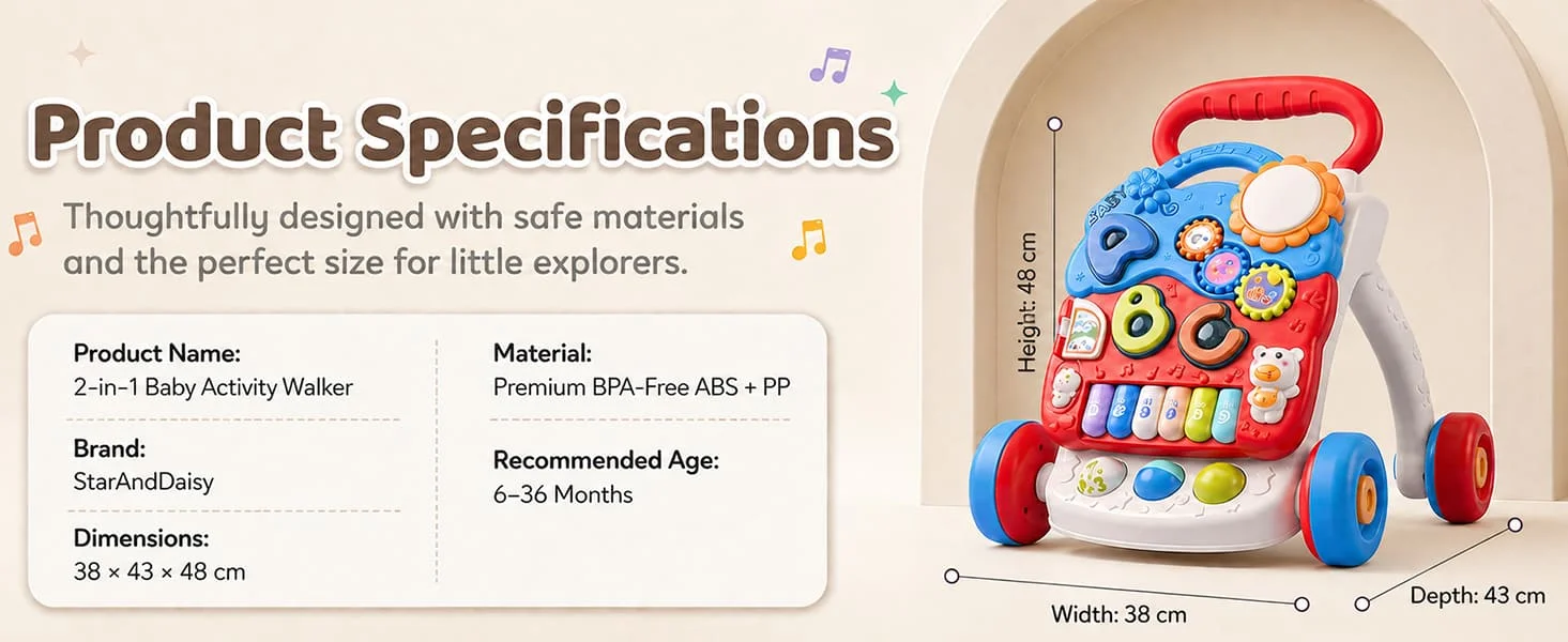2-in-1 Baby Walker with Piano
