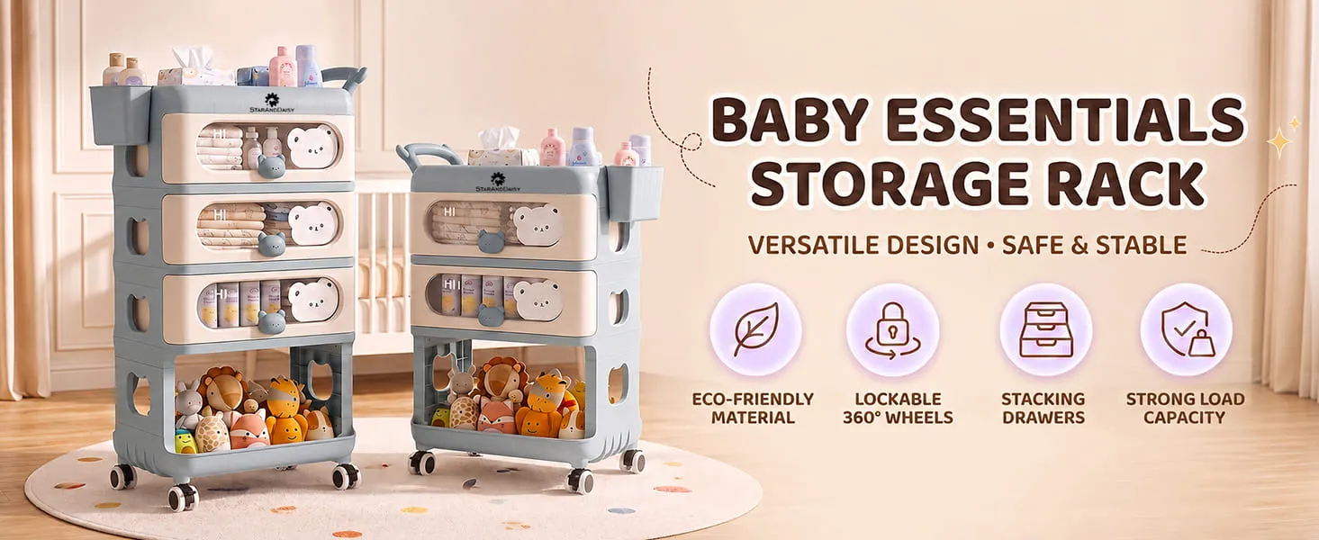 Baby Essentials Wardrobe Storage Rack with Wheels