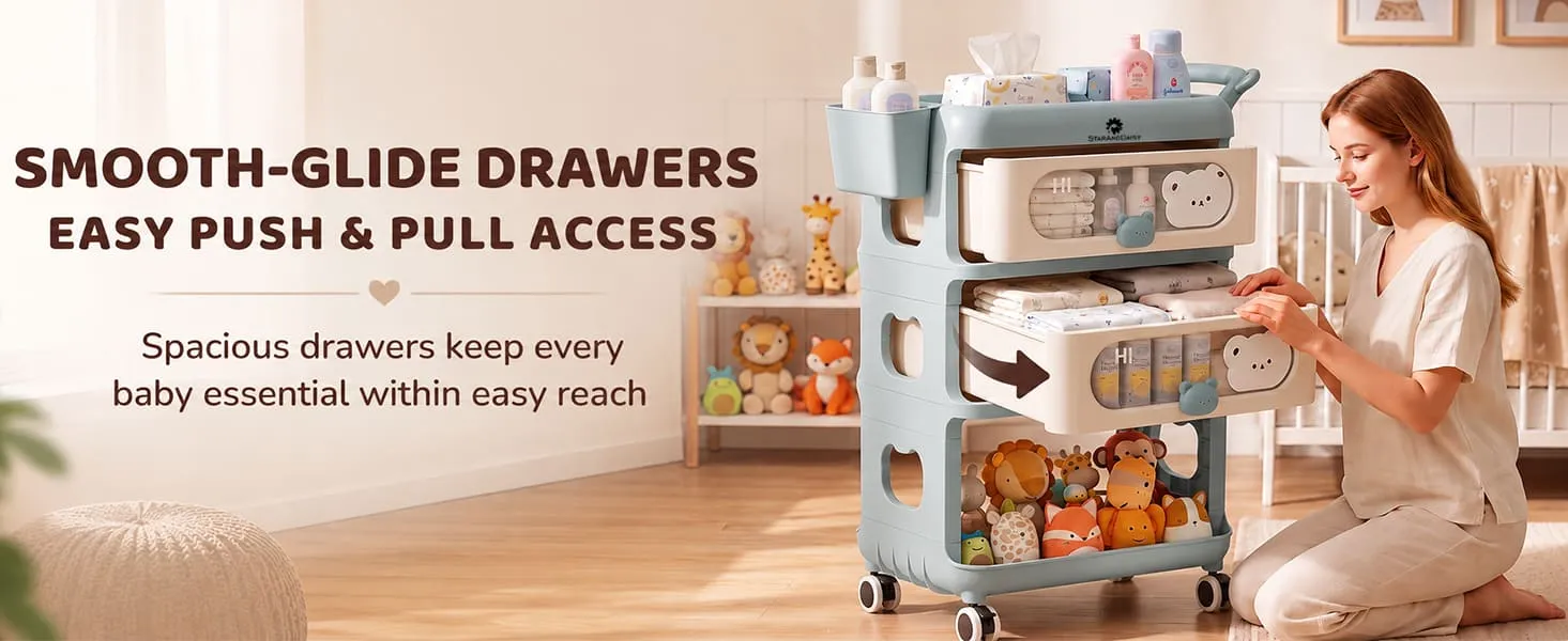 Baby Essentials Wardrobe Storage Rack with Wheels